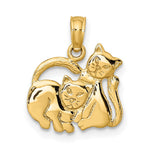 10K / 14K Yellow Gold 3-D Polished Two Kittens Charm - Product Photo