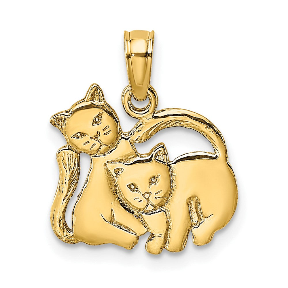 10K / 14K Yellow Gold 3-D Polished Two Kittens Charm