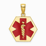 10K / 14K Yellow Gold Enameled Medical Disc Pendant - Product Photo