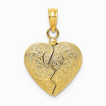 10K / 14K Yellow Gold 3-D Reversible Heart Opens Charm - Product Photo