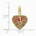 10K / 14K Yellow Gold 3-D Reversible Heart Opens Charm - Product Photo