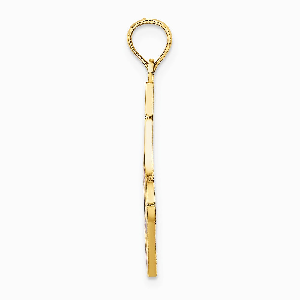 10K / 14K Yellow Gold Enamel HO HO HO Christmas Stocking Charm - Product Photo