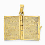 10K / 14K Yellow Gold 3-D Moveable Enameled AN IRISH PRAYER Book w/ Clover Charm - Product Photo
