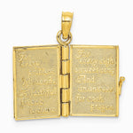 10K / 14K Yellow Gold 3-D Moveable Enameled AN IRISH PRAYER Book w/ Clover Charm - Product Photo