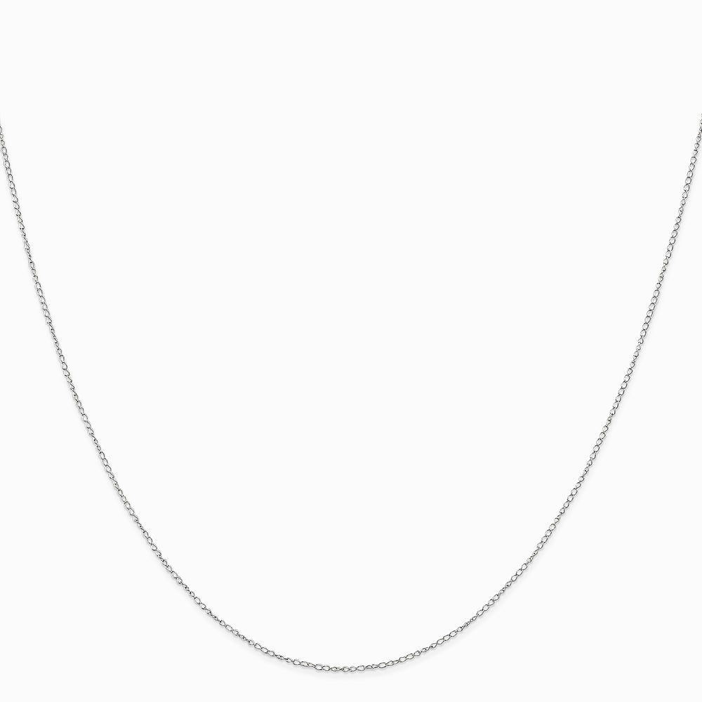 10K White Gold .42mm Carded Curb Chain Necklace 16"-24" - Product Photo