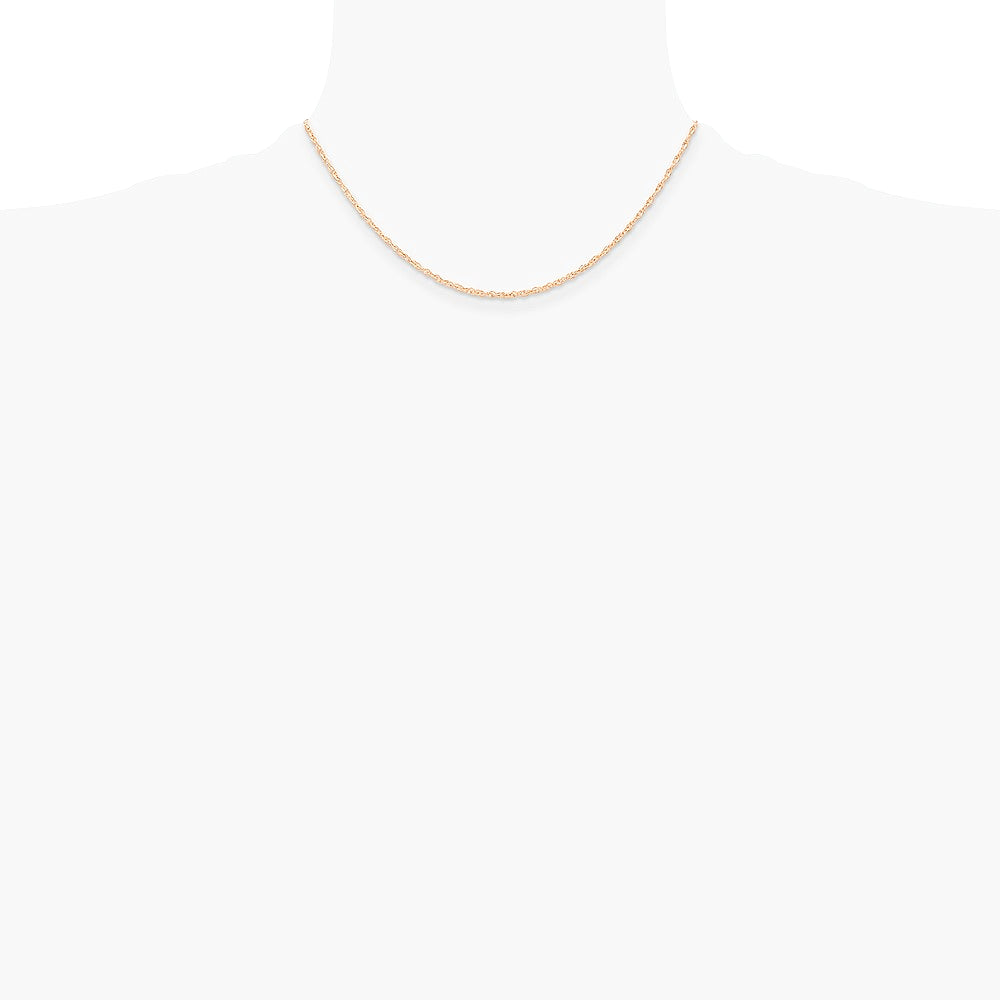 10K Rose Gold .6 mm Carded Cable Rope Chain Necklace 16"-24" - Product Photo