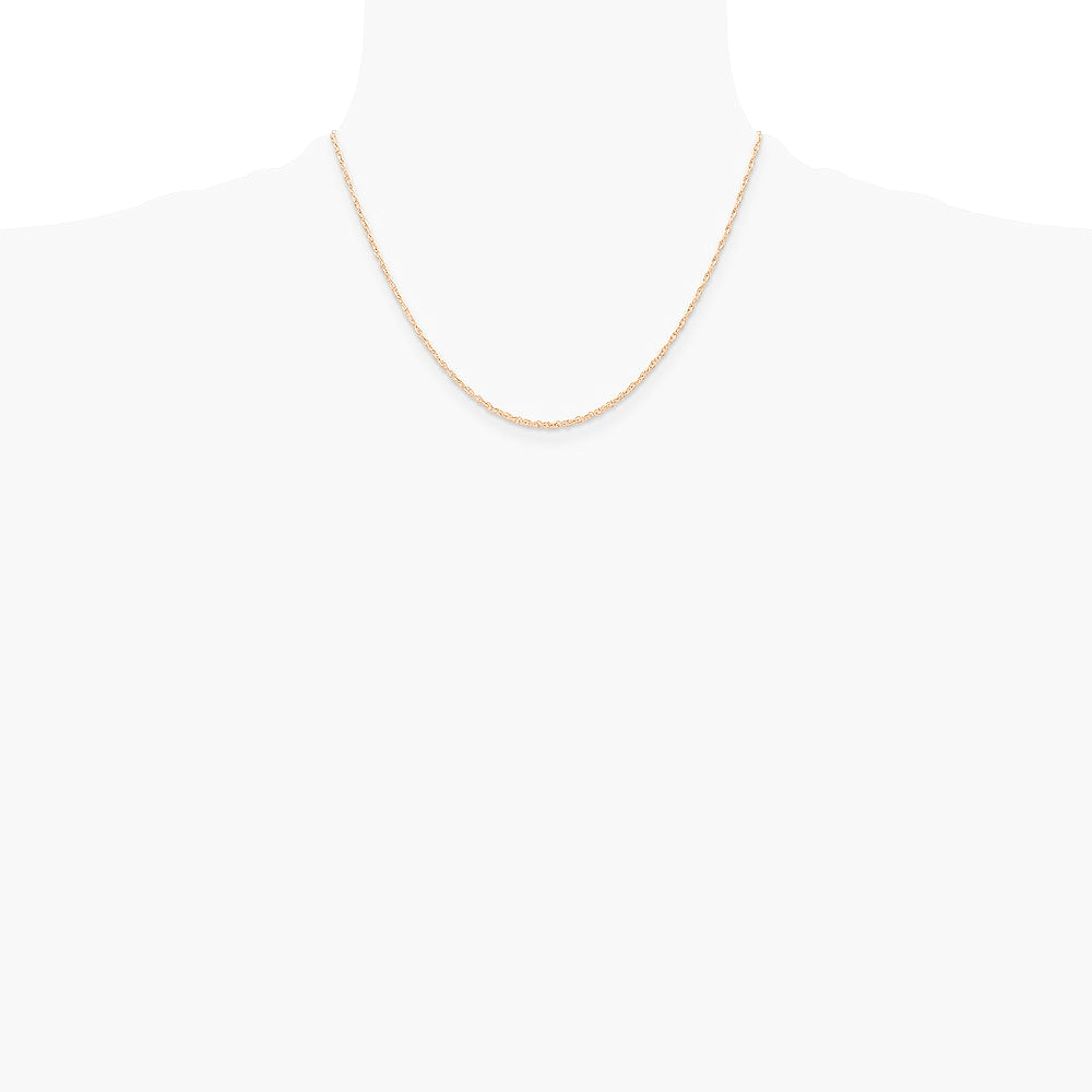 10K Rose Gold .6 mm Carded Cable Rope Chain Necklace 16"-24" - Product Photo
