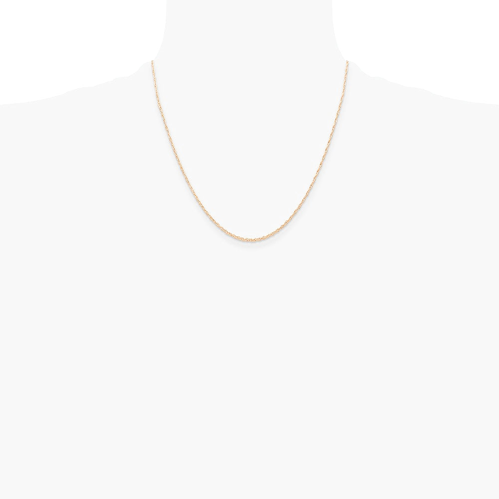 10K Rose Gold .6 mm Carded Cable Rope Chain Necklace 16"-24" - Product Photo
