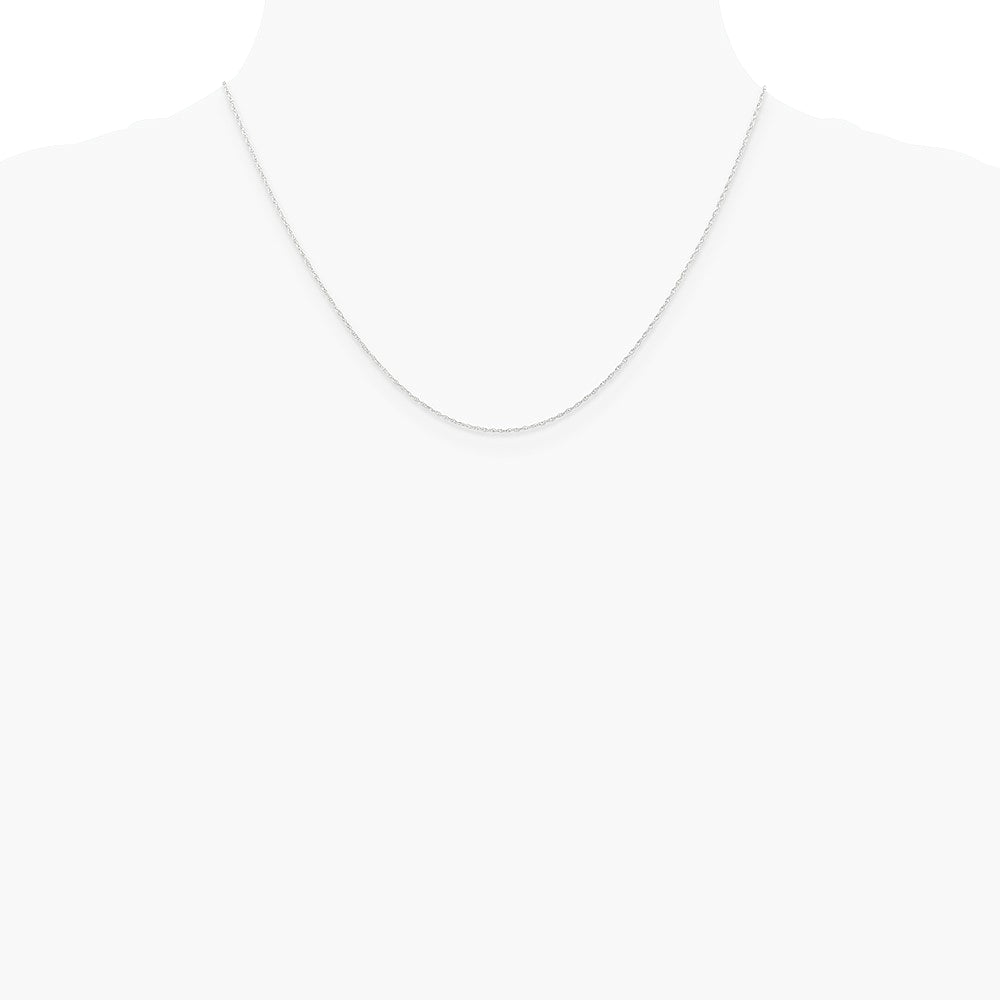 10K White Gold .6 mm Carded Cable Rope Chain Necklace 16"-24" - Product Photo