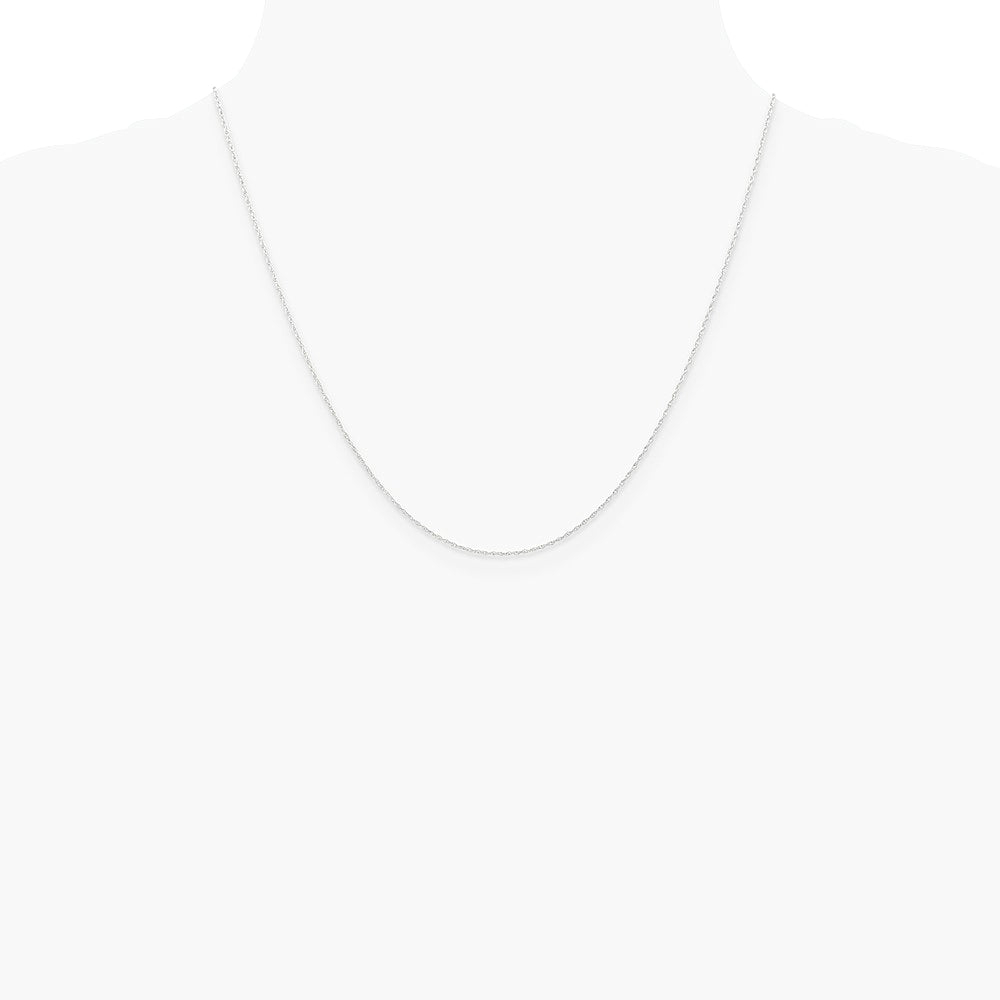 10K White Gold .6 mm Carded Cable Rope Chain Necklace 16"-24" - Product Photo