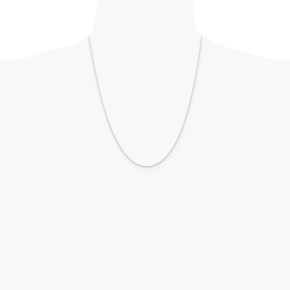 10K White Gold .6 mm Carded Cable Rope Chain Necklace 16"-24" - Product Photo