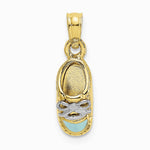 10K / 14K Yellow with Rhodium with Rhodium 3-D Light Blue Enamel Baby Shoe Charm - Product Photo