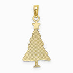 10K / 14K Yellow Gold Enamel Green Christmas Tree W/ Red Star Charm - Product Photo
