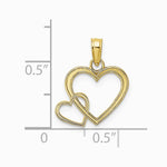 10K / 14K Yellow Gold Flat Two Hearts Intertwined Charm - Product Photo