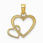 10K / 14K Yellow Gold Flat Two Hearts Intertwined Charm - Product Photo
