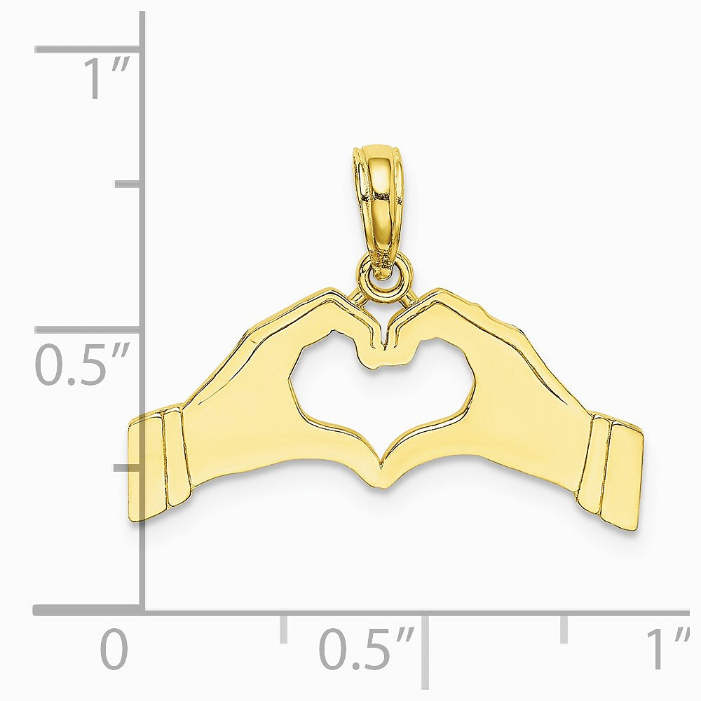 10K / 14K Yellow Gold Hands Forming a Heart Charm - Product Photo
