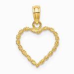 10K / 14K Yellow Gold 3-D Rope Heart Charm - Product Photo
