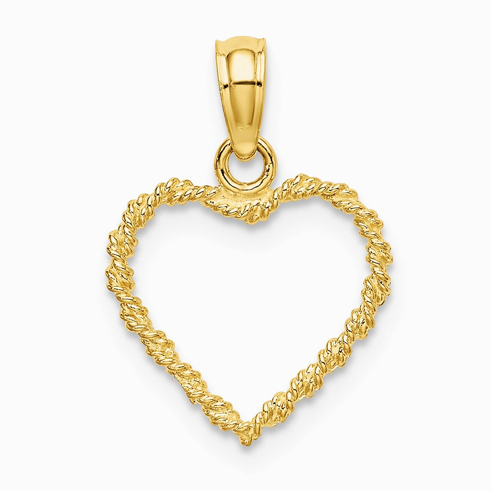 10K / 14K Yellow Gold 3-D Rope Heart Charm - Product Photo
