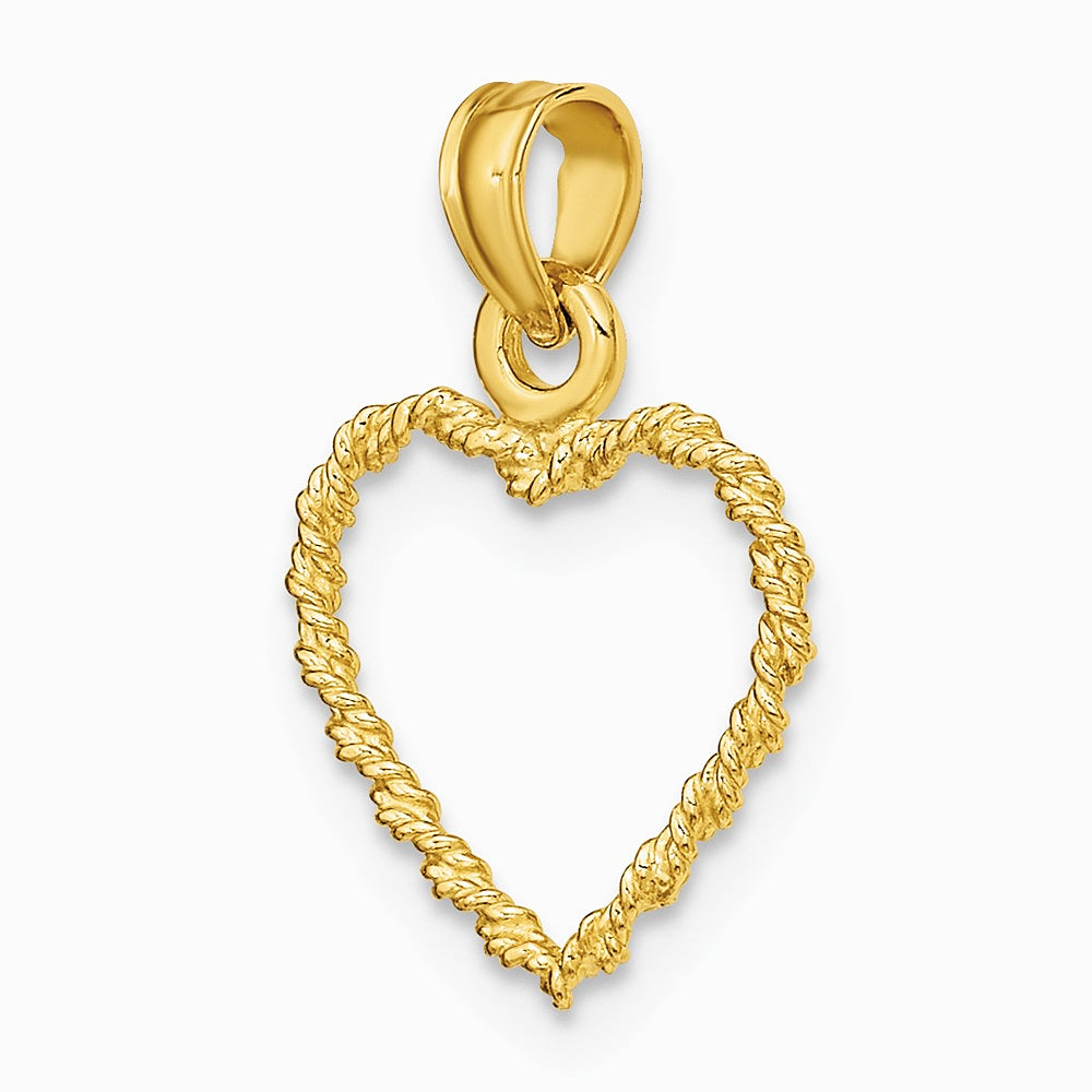 10K / 14K Yellow Gold 3-D Rope Heart Charm - Product Photo