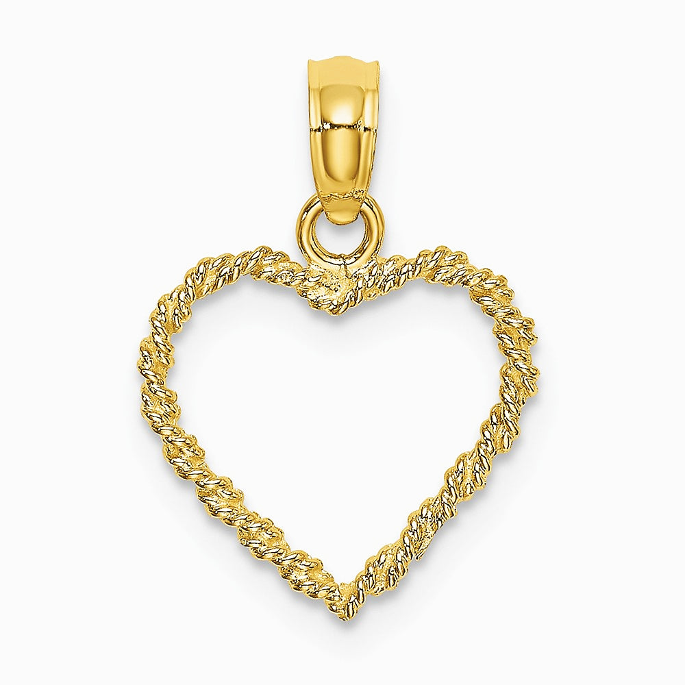 10K / 14K Yellow Gold 3-D Rope Heart Charm