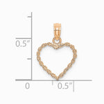 10K / 14K Rose Gold 3D Polished Rope Heart Pendant - Product Photo