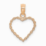 10K / 14K Rose Gold 3D Polished Rope Heart Pendant - Product Photo