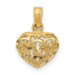 10K / 14K Yellow Gold 3-D and Diamond-Cut Mini Puffed Heart Charm - Product Photo