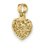 10K / 14K Yellow Gold 3-D and Diamond-Cut Mini Puffed Heart Charm - Product Photo