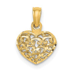 10K / 14K Yellow Gold 3-D and Diamond-Cut Mini Puffed Heart Charm - Product Photo