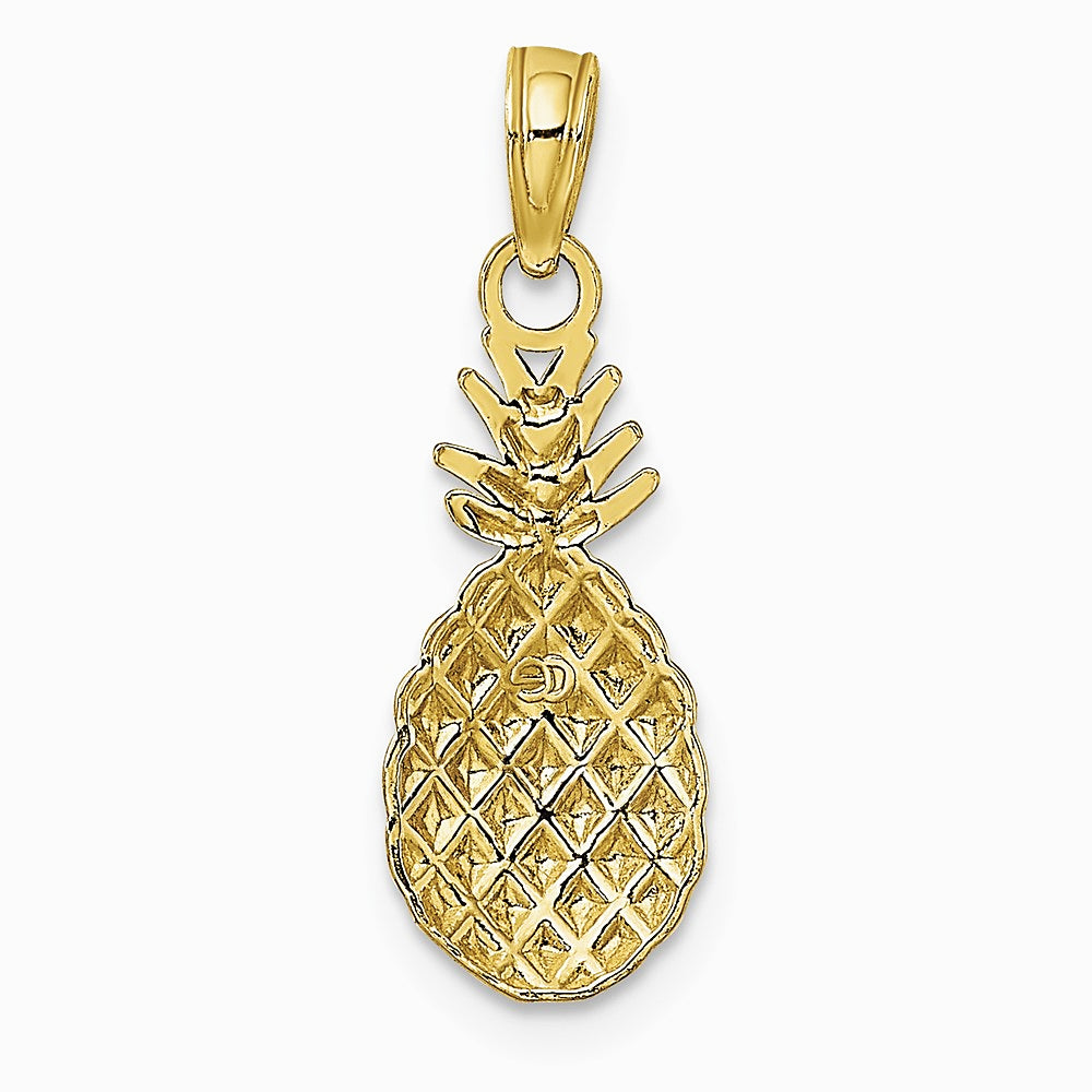 10K / 14K Yellow Gold Textured Pineapple Charm - Product Photo