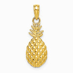 10K / 14K Yellow Gold Textured Pineapple Charm - Product Photo