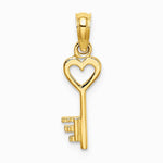 10K / 14K Yellow Gold Key w/ Heart Charm - Product Photo