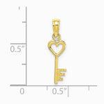 10K / 14K Yellow Gold Key w/ Heart Charm - Product Photo