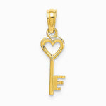 10K / 14K Yellow Gold Key w/ Heart Charm - Product Photo