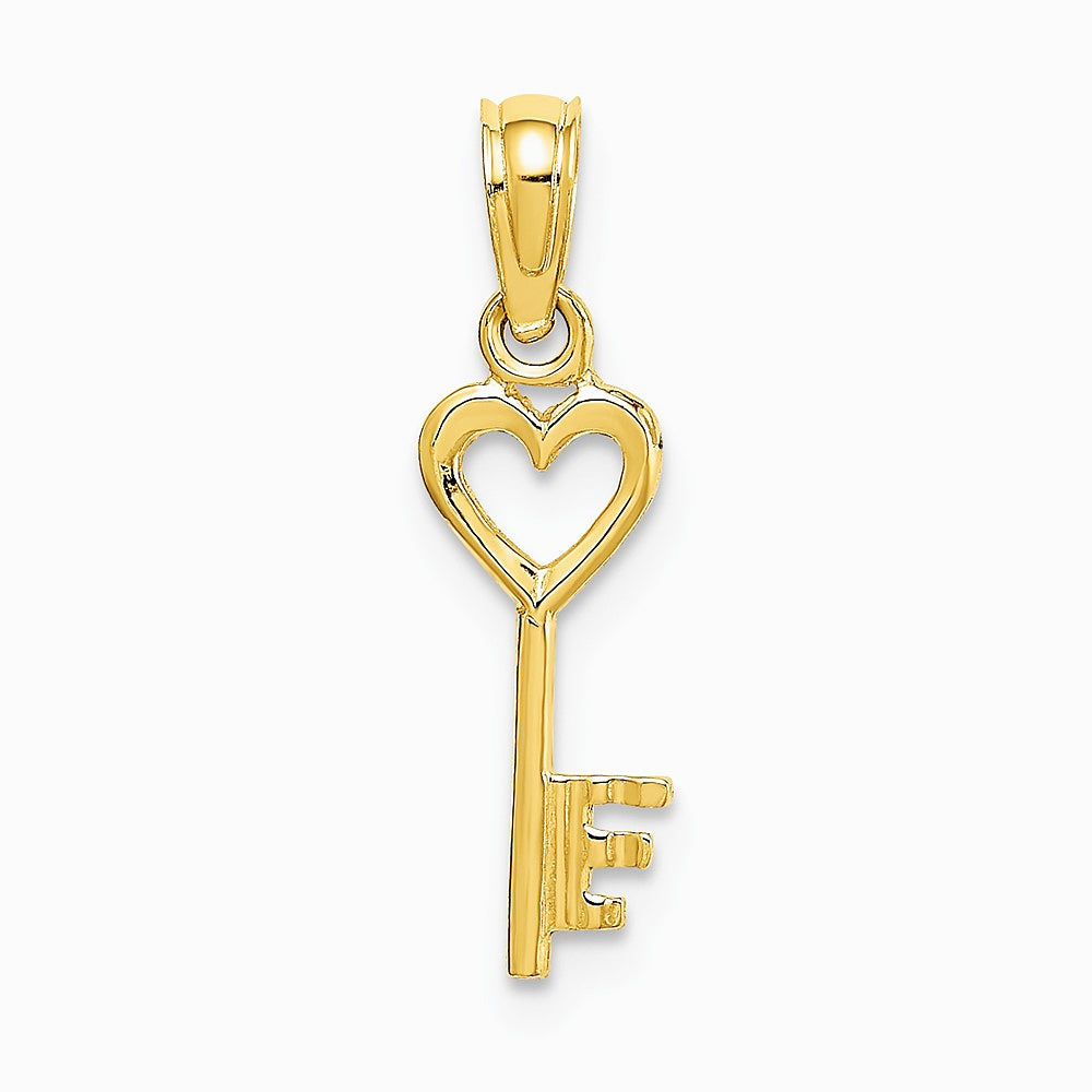 10K / 14K Yellow Gold Key w/ Heart Charm