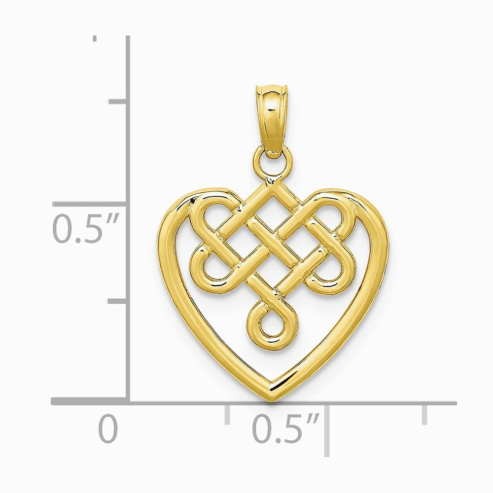10K / 14K Yellow Gold Small Celtic Knot Heart Charm - Product Photo
