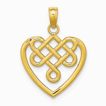 10K / 14K Yellow Gold Small Celtic Knot Heart Charm - Product Photo