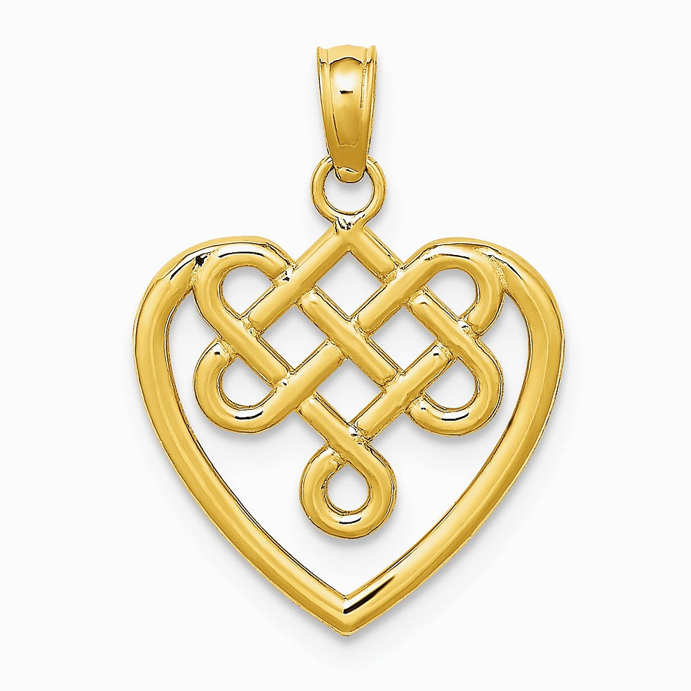 10K / 14K Yellow Gold Small Celtic Knot Heart Charm