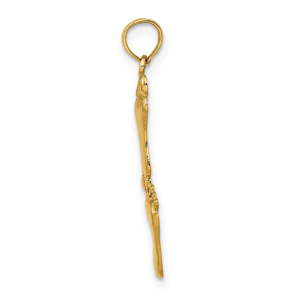 10K / 14K Yellow Gold Polished Double Vertical Feet Charm - Product Photo