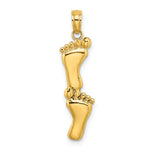 10K / 14K Yellow Gold Polished Double Vertical Feet Charm - Product Photo