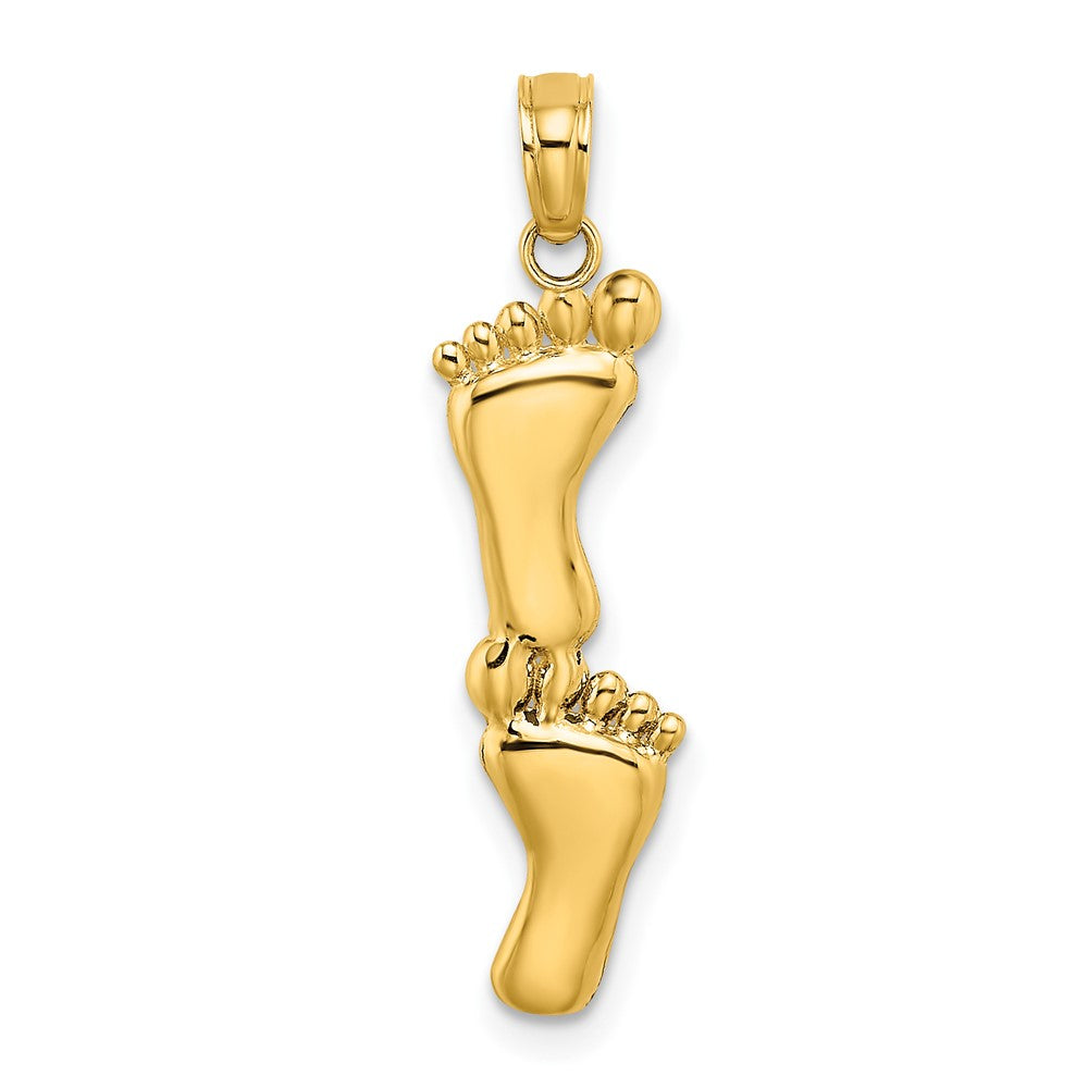 10K / 14K Yellow Gold Polished Double Vertical Feet Charm - Product Photo