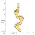 10K / 14K Yellow Gold Polished Triple Vertical Feet Charm - Product Photo