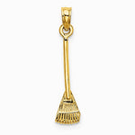 10K / 14K Yellow Gold 3-D Leaf Rake Garden Tool Charm - Product Photo