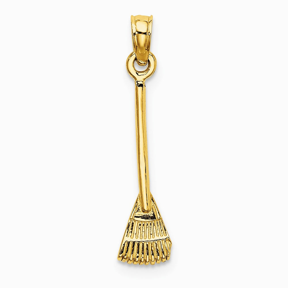 10K / 14K Yellow Gold 3-D Leaf Rake Garden Tool Charm - Product Photo