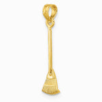 10K / 14K Yellow Gold 3-D Leaf Rake Garden Tool Charm - Product Photo