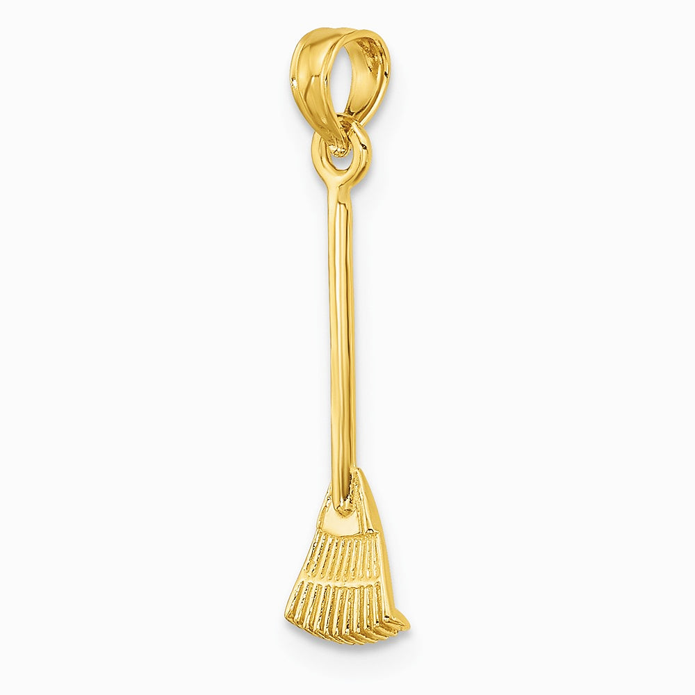 10K / 14K Yellow Gold 3-D Leaf Rake Garden Tool Charm - Product Photo