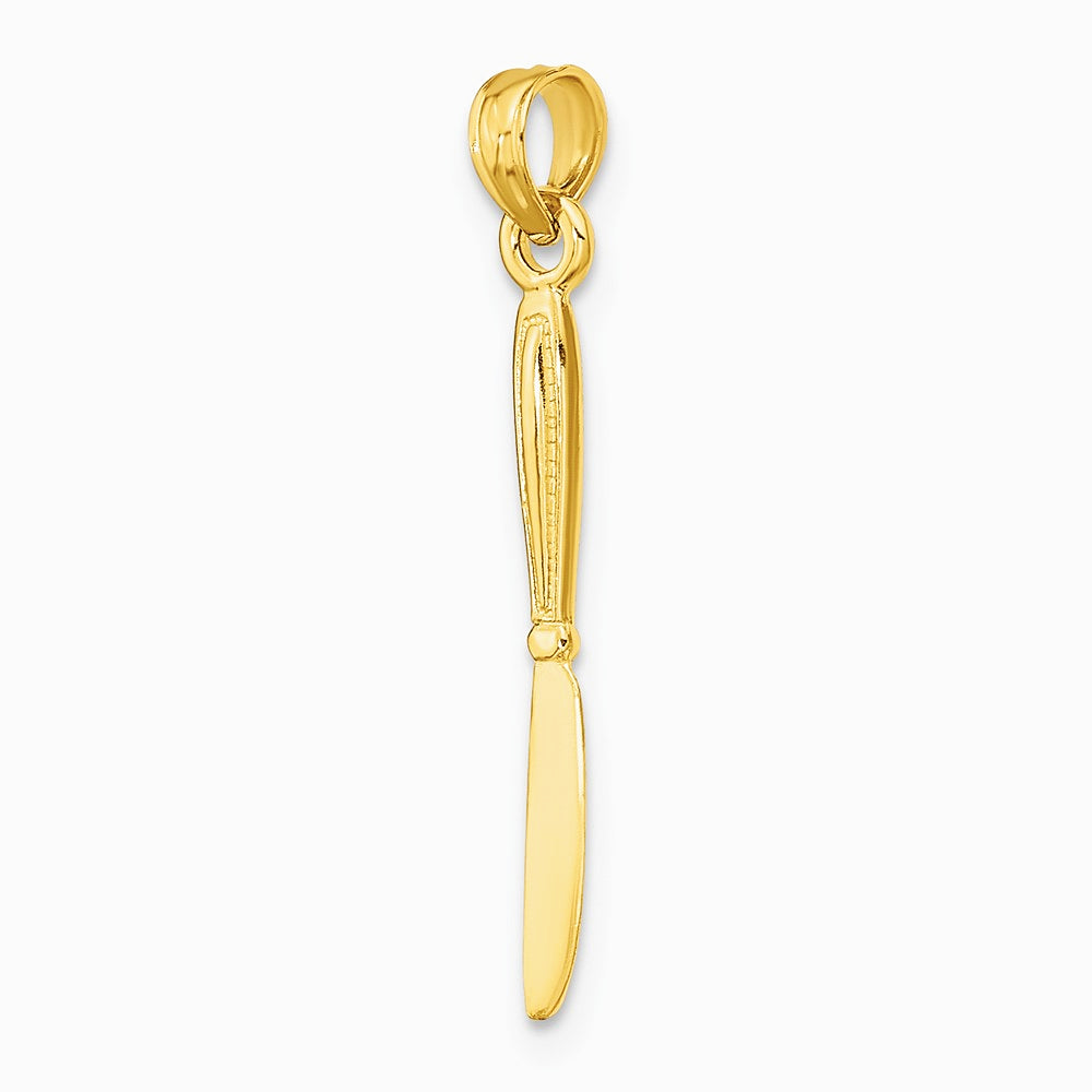 10K / 14K Yellow Gold 3-D and Polished Table Knife Charm - Product Photo