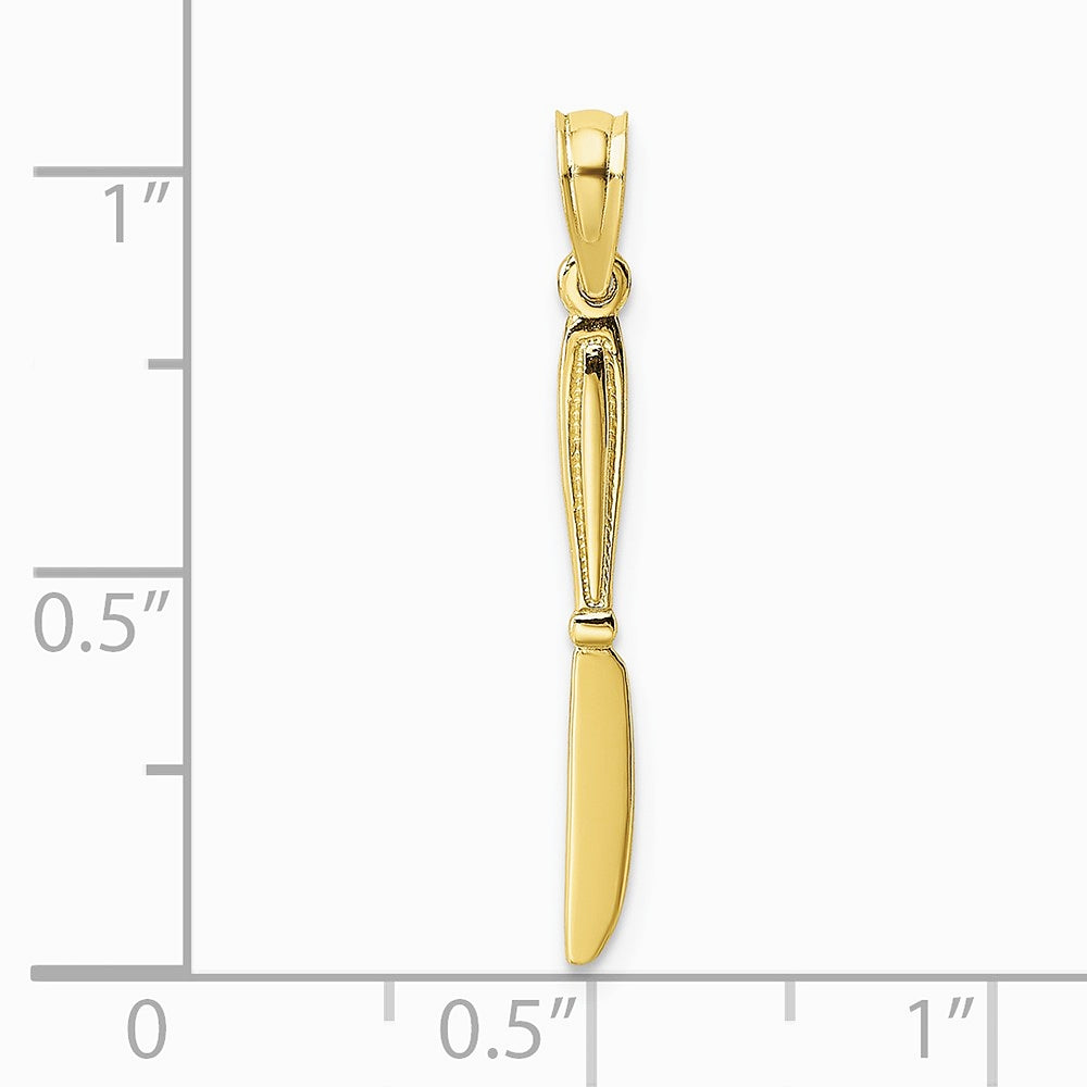 10K / 14K Yellow Gold 3-D and Polished Table Knife Charm - Product Photo