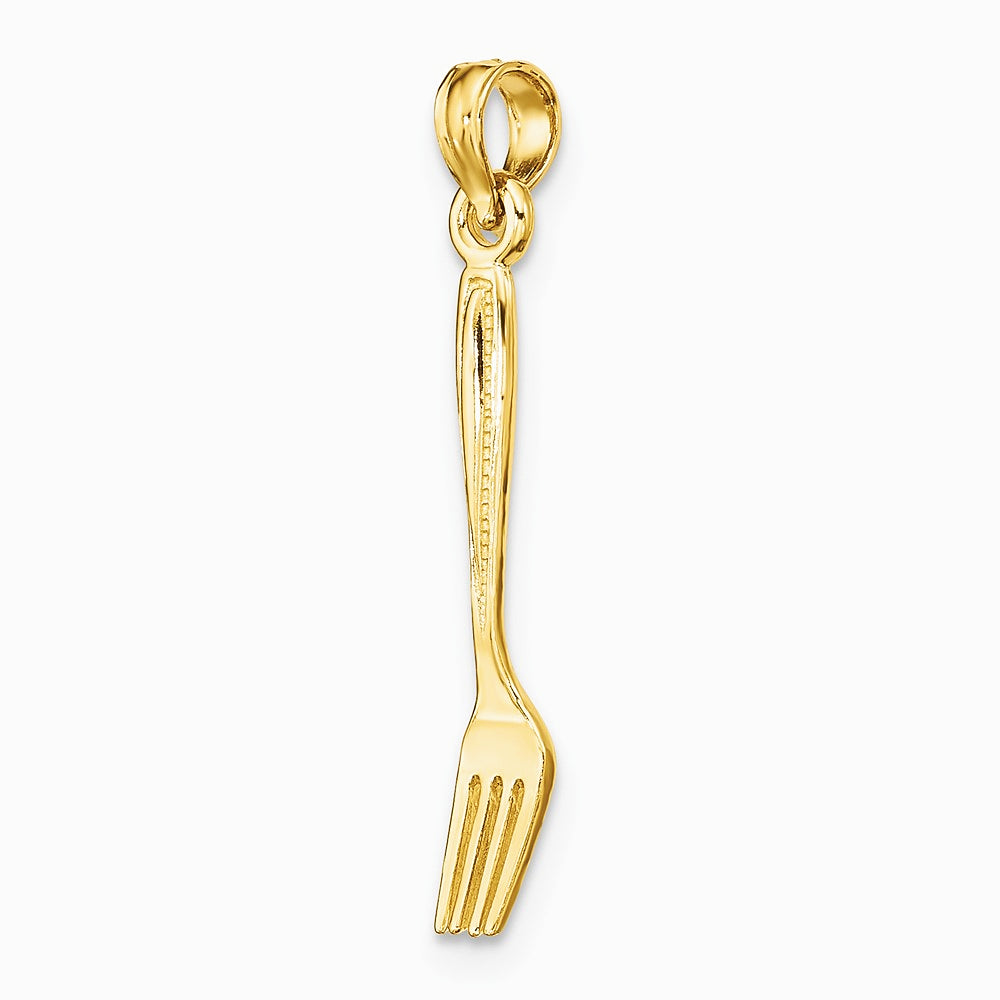 10K / 14K Yellow Gold 3-D and Polished Table Fork Charm - Product Photo