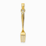 10K / 14K Yellow Gold 3-D and Polished Table Fork Charm - Product Photo